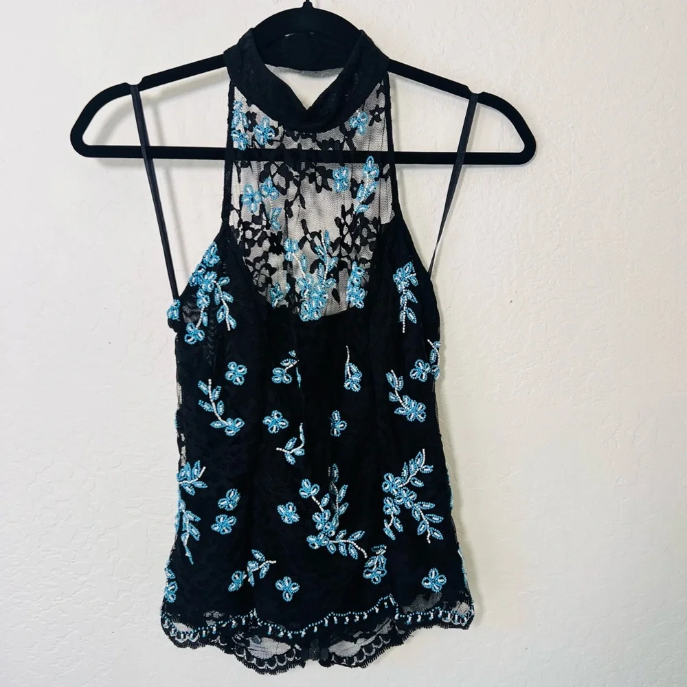 Vintage Cache Beaded Lace Halter Top 6 - Picture 4 of 13